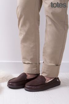 מוקסינים משופשפים עם גרביים משובצים של Totes Isotoner לגברים (Q03925) | ‏149 ₪