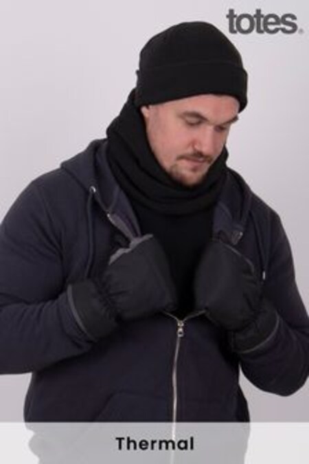 Totes Black Mens Cold Weather Thermal Set (Q03967) | €39