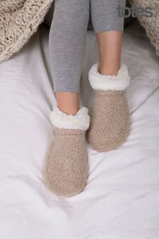 Totes Cream Ladies Knitted Textured Bootie Slippers (Q03989) | 24 €