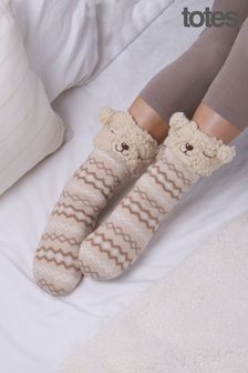 Totes Cream Ladies Novelty Slippers Socks (Q03991) | €20.50