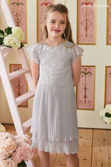 Love & Roses Grey Lace Bodice and Pleated Chiffon Bridesmaid Dress (Q04216) | €31.50 - €33