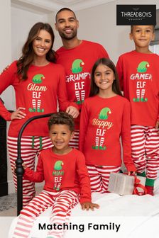 Threadboys Red Elf Boys Matching Family Long Sleeve Cotton Christmas Pyjama Set (Q04314) | INR 1,985