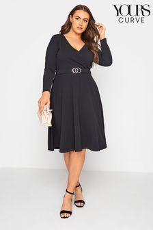 Yours Curve Black London Wrap Midi Dress (Q04924) | $72