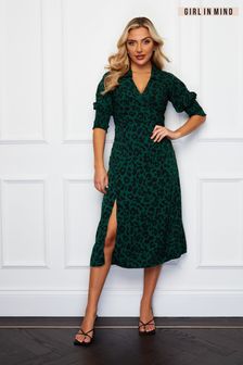 Girl In Mind Green Katherine Collared Midi Dress (Q05049) | $88