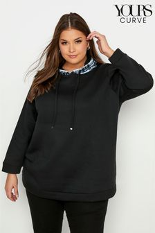 Yours Curve Black Checked Hood Sweatshirt (Q05310) | 40 €