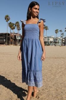 Lipsy Blue Broiderie Midi Dress (Q05371) | CHF 65