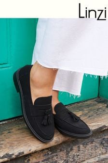 حذاء سهل الإرتداء بحزام جلد لون أسود Rosalie من Linzi (Q05416) | 18 ر.ع