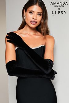 Lipsy Black Velvet Long Glove (Q05860) | €17