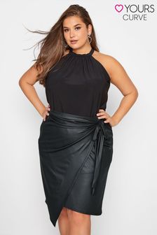 Yours Leather Look Wrap Skirt