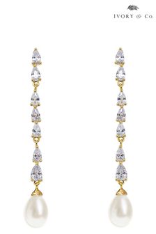 Ivory & Co Gold Melbourne Chic Crystal and Pear Long Drop Earrings (Q06804) | €71