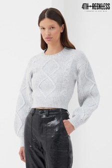 4th & Reckless Grey Louise Cut-Out Cable Knit Jumper (Q06979) | 47 €