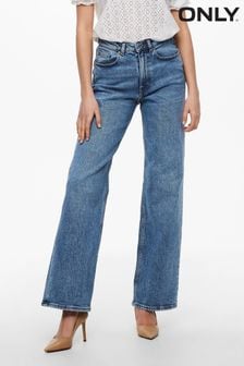 ONLY Mid Blue High Waisted Wide Leg Jean (Q07208) | $53