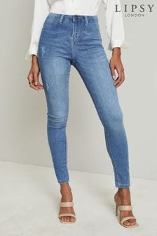 Blauw - Lipsy - Olivia - Skinny jeans met sierzakken en halfhoge taille (Q07520) | €49
