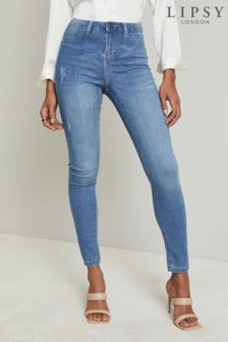 Blau - Lipsy Olivia Skinny-Jeans mit mittelhohem Bund und angedeuteten Taschen (Q07520) | CHF 39