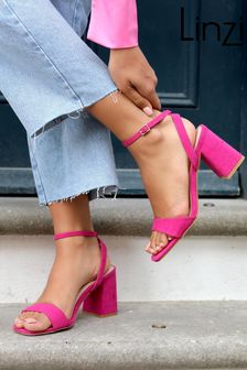 Linzi Pink Tara Barely There Block Heeled Sandal With Ankle Strap (Q07801) | €44