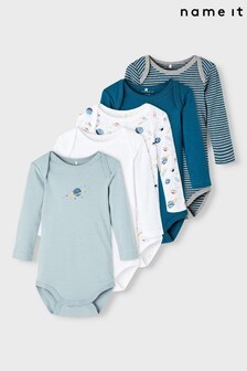 Name It Blue Baby Long Sleeve Bodysuit 5 Pack (Q08803) | €40