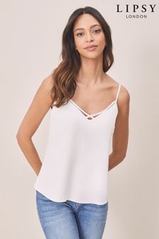Lipsy White Cross Front V Neck Cami Top (Q09142) | INR 1,882 - INR 1,981