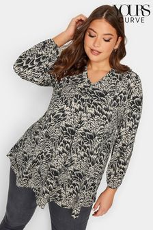 Yours Curve Black Balloon Sleeve Top (Q09145) | $48