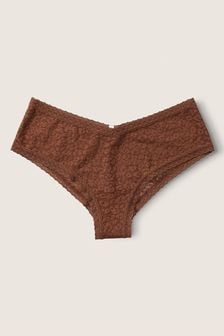 Victoria's Secret PINK Soft Cappuccino Brown Lace Logo Cheeky Knickers (Q09373) | €12