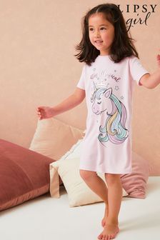 Rosa con unicorno - Lipsy Mini - Camicia da notte in jersey (Q09656) | €15 - €18