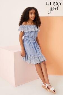 Lipsy Blue Bardot Embroidered Dress (Q09921) | 37 € - 45 €