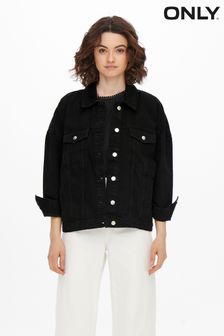 ONLY Black Long Sleeve Oversized Denim Jacket (Q10348) | $66
