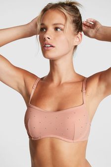 Victoria's Secret PINK Macaron Nude Shine Flocked Mesh Push Up Bralette (Q10366) | €43