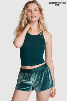 Victoria's Secret PINK Black Ivy Green Diamante Velvet Pyjama Shorts (Q10417) | €37