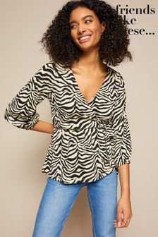 Friends Like These Monochrome Textured Jersey Wrap Top (Q10618) | €16