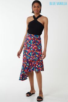 Blue Vanilla Blue & Pink Multi Asymmetric Hem Midi Skirt (Q10676) | €11.50