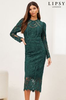 Lipsy Green VIP Long Sleeve Midaxi Dress (Q10741) | €124