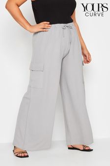 Siva - Karo hlače iz krepa s širokimi hlačnicami Yours Curve (Q10791) | €33