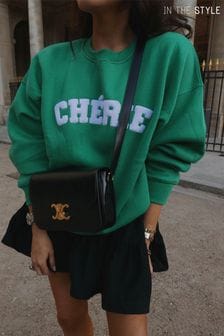 In The Style Green Lorna Luxe Cherie Slogan Sweatshirt (Q11571) | $45