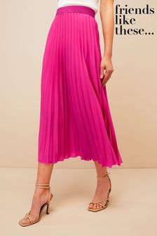 Friends Like These Pink Pleated Midi Skirt (Q11572) | $65