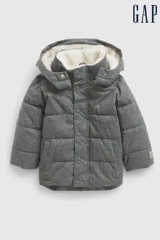 Серый - Gap Water Resistant Sherpa Lined Recycled Puffer Jacket (Q11770) | €59