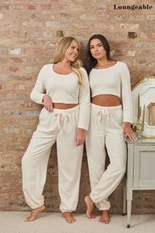Loungeable Cream Soft Fuzzy Long Sleeve Pyjama Top (Q11774) | OMR8