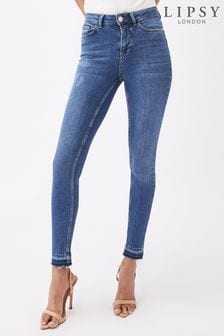 Blauw met omgeslagen rand - Lipsy - Kate skinny jeans met halfhoge taille (Q12104) | €43