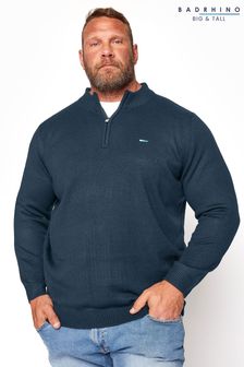 BadRhino Big & Tall Blue Essential Quarter Zip Knitted Jumper (Q12415) | ₪ 77
