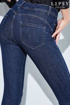 Mediumblauwe wassing - Lipsy vormgevende, corrigerende en smalle skinny jeans met hoge taille (Q12605) | €75