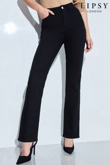 Lipsy Black High Waist Straight Leg Harper Jeans (Q12612) | $65