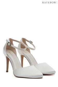 Rainbow Club Ivory Bridal Carly Satin Ankle Strap Wedding Shoes (Q12722) | $144