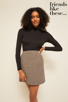 Friends Like These Brown Boucle Pocket Mini Skirt (Q12981) | €37