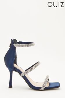 Quiz Blue Shimmer Three Band Flared Heel Sandals (Q12990) | ₪ 163