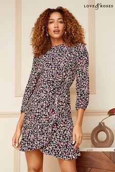 Платье мини с рукавами 3/4 и перекрученной отделкой спереди Love & Roses (Q13011) | €31