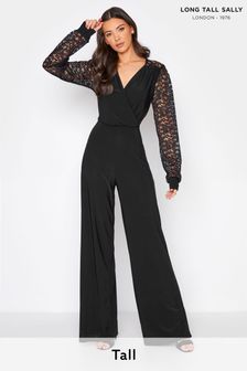 Long Tall Sally Black Lace Back Jumpsuit (Q13021) | 19,040 Ft
