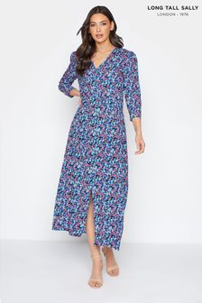 Long Tall Sally Blue Ditsy Floral Tea Dress (Q13032) | $74