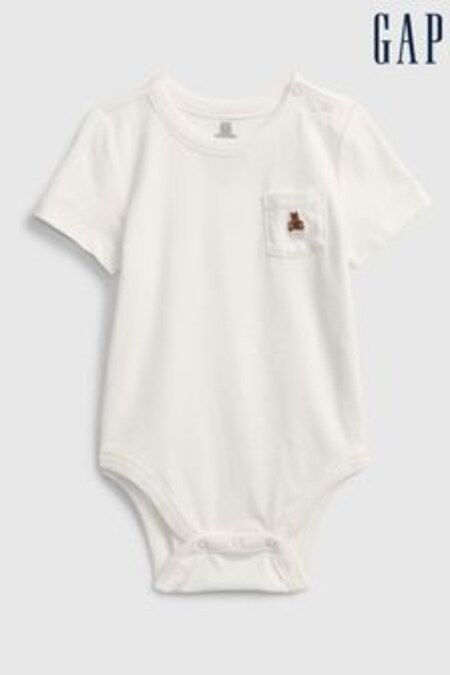 Gap White Pocket Short Sleeve Baby Bodysuit (Q13372) | 10 €