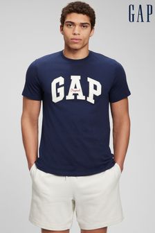 Niebieski - Koszulka z krótkim rękawem, okrągłym dekoltem i logo Gap (Q13446) | 90 zł