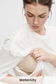 Mamalicious White Maternity Nursing Frill T-Shirt (Q13680) | ₪ 102