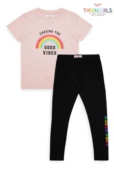 Threadgirls Black Cotton Jersey T Shirt and Legging Set (Q13685) | ₪ 54